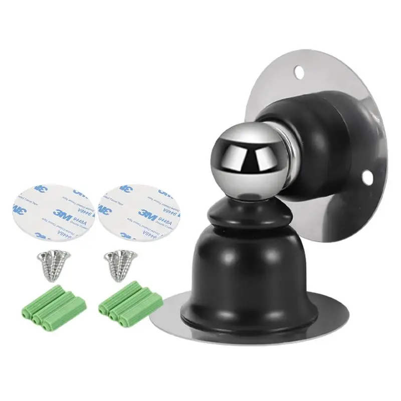 Magnetic Door Stopper Damage-Free House Door Stopper Heavy Duty Holder Stops Wall Floor Mounting No Drill Adhesive & Screws