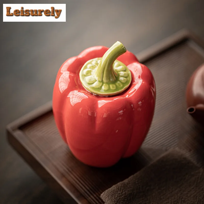 Ceramic Simulation Chili Tea Box Organizer Moisture-proof Boutique Storage Tank Containers Tea Caddy Tea Items Collection Craft