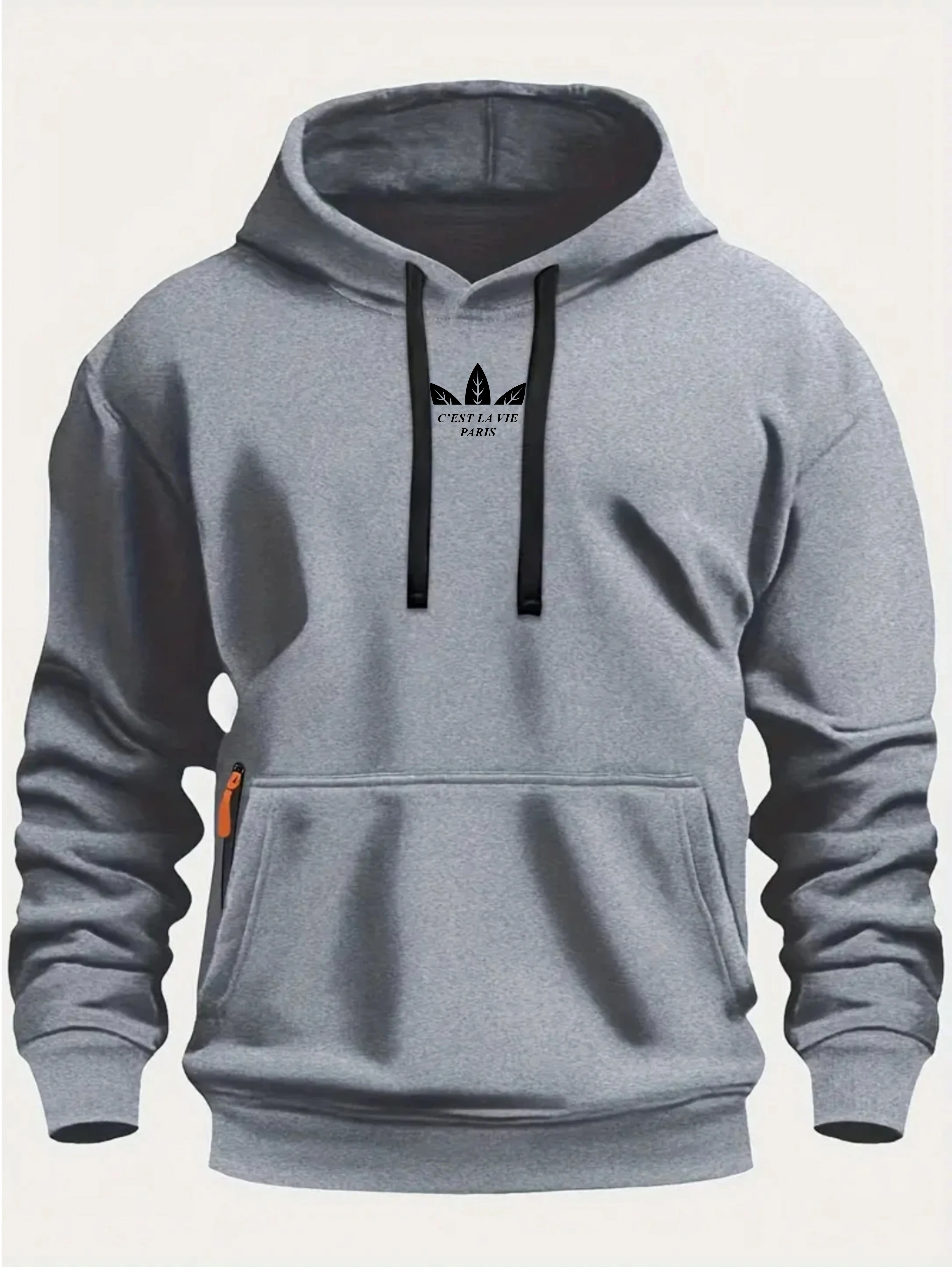 Autumn and Winter New Men's Printed Fleece Hoodie High Quality Solid Color Hoodie Men's Fashion Street Style Sportswear