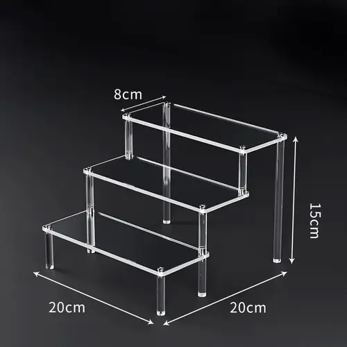 1-5 Tier Acrylic Display Risers Clear Shelf Doll Clay Figurine Display Stand for Desserts Perfume Organizer Showcase W-10 - Image 9