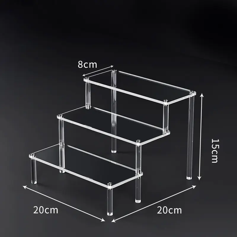 1-5 Tier Acrylic Display Risers Clear Shelf Doll Clay Figurine Display Stand for Desserts Perfume Organizer Showcase W-10 - Image 9