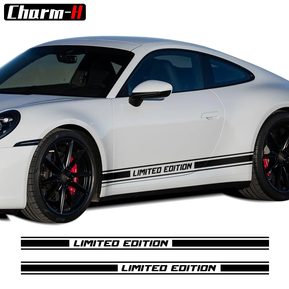2 Pcs Racing Sport Gitter Tür Seite Streifen Aufkleber Carbon Fiber Vinyl  Aufkleber Für Porsche 911 992 991 997 GT3 turbo S Zubehör - AliExpress