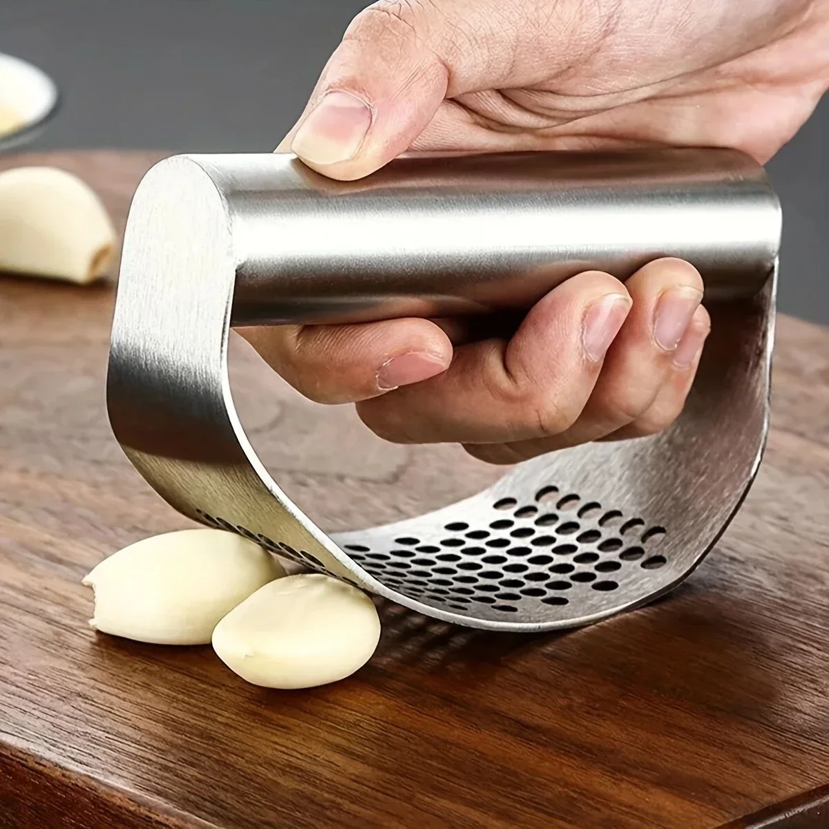Stainless Steel Garlic Press Manual Mincer Tools Curve