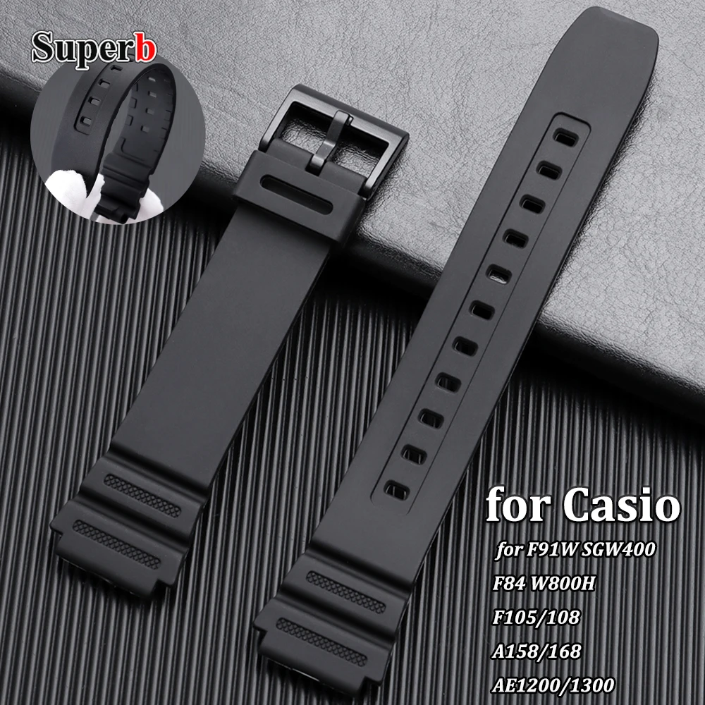 Black Rubber Silicone Watch Band Bracelet - 18mm Strap Replacement Watch Accessory