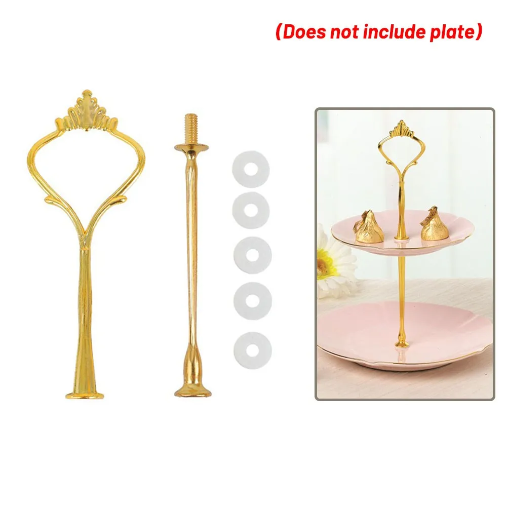 2/3 Tier Glass Stand Afternoon Tea Wedding Plates Party Tableware Golden/Silver Tier Cake Plate Stand Cupcake No Plate