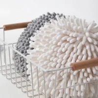 Chenille towel quick drying soft kitchen bathroom hanging ring small towel ball absorbent Microfiber towel 4