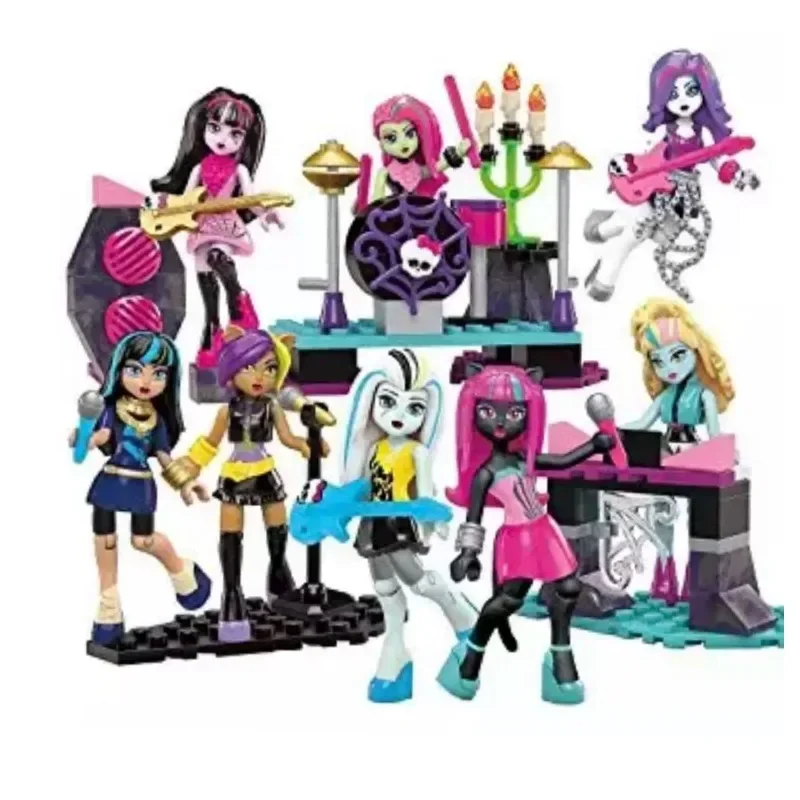 Mega Bloks Monsters High Lorna Elissabat Draculaura Franky Stein Action Figures Monster Girl Building Block Toy For Kids Gifts