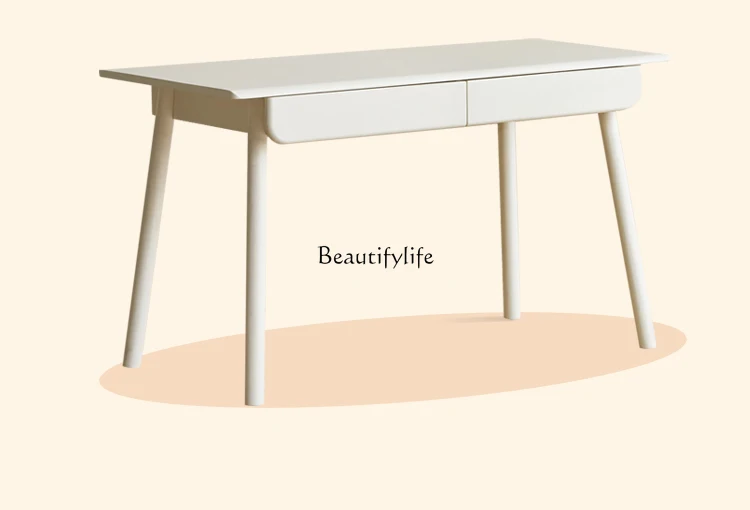 Solid Wood Cream Style Study Table Nordic Home Computer Writing Desk
