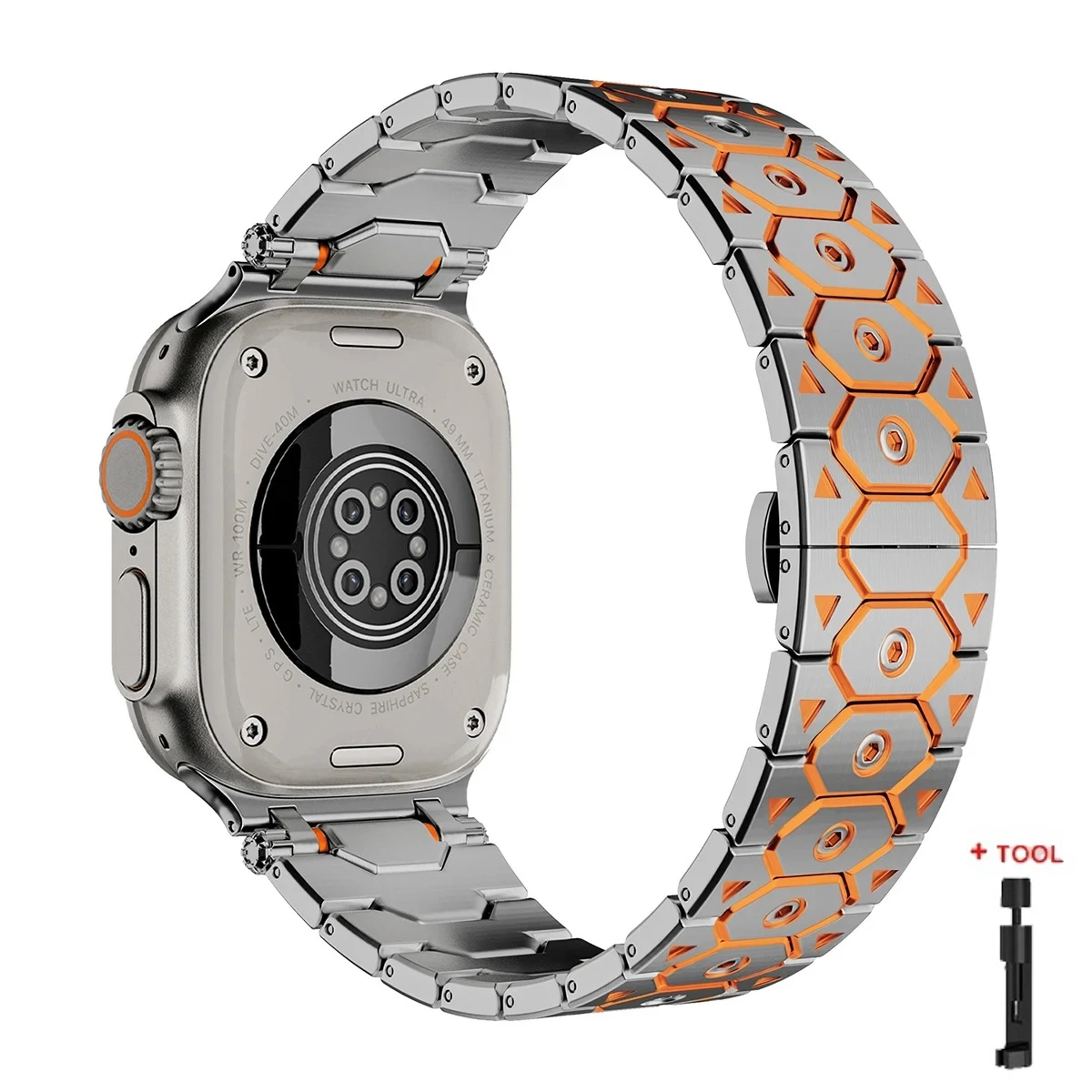 Luxurious Titanium Color Stainless Steel Watch Bracelet