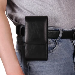 Vertical Dual Pouch Design Cell Phone Belt Pouch with Flip Case - Size E (6.9 Inch) (Black)