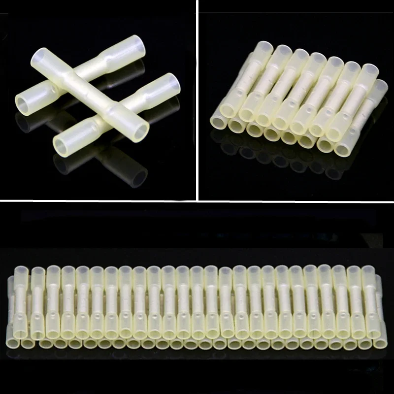 

Желтые Термоусадочные соединители 12-10 AWG, 500/1000 шт., изолированные водонепроницаемые обжимные клеммы, стыковой соединитель для электрического провода