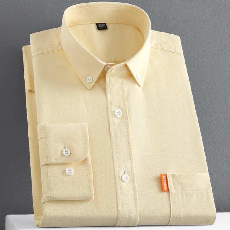 cotton shirt,long sleeve shirt,men casual shirt Plus Size Men's Long Sleeve Shirts 100% Cotton Oxford Wash