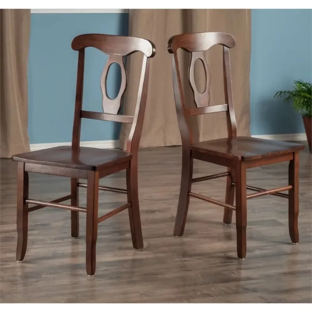 Winsome Wood Renaissance 2-Pc Key Hole Back Dining Chair Set, Walnut Finish 2