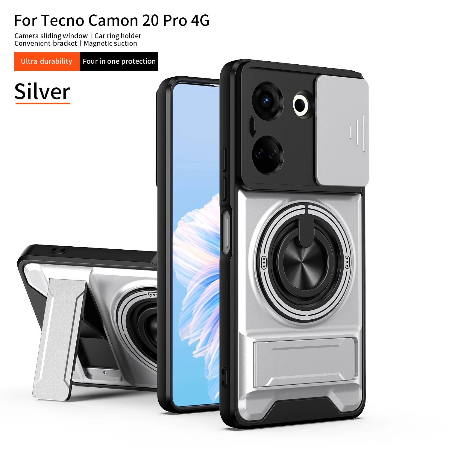 Magnetic Fold Holder Military Armor Case with Camera Protection