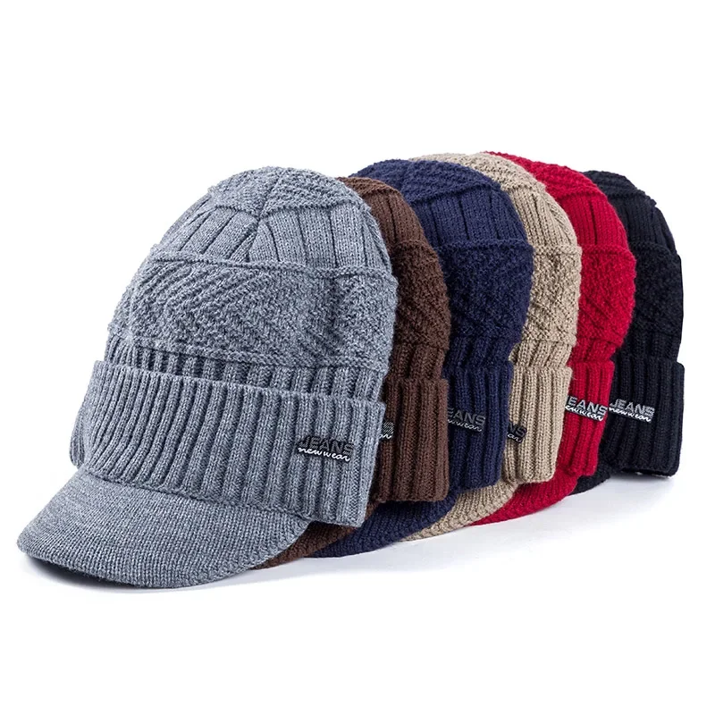 Heißer Verkauf Unisex Warme Winter Hüte Stilvolle Plüsch Pelz Gefüttert Weiche Beanie Kappe Mit Krempe Dicke Gestrickte Hüte Für Männer Frauen – Detail 8