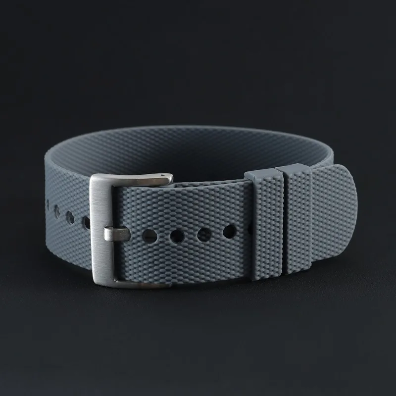 Silver, Black, and Rose Gold Silicone Watchband with Metal Pin Buckle
