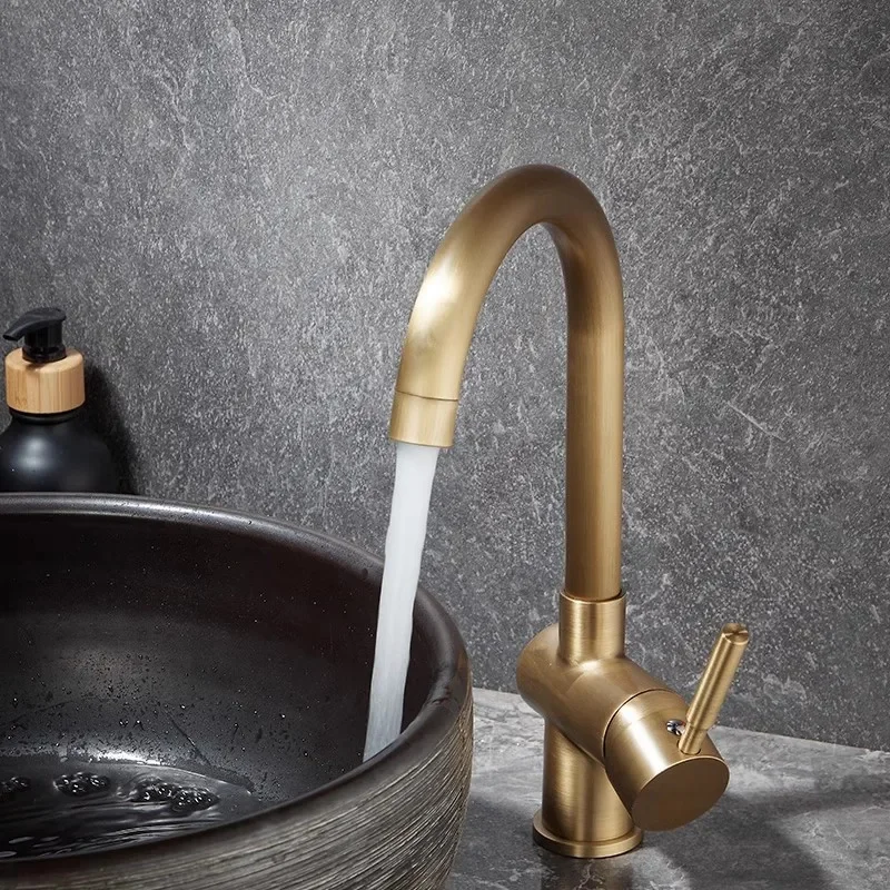Description Picture 6 of itemAntique Kitchen Faucet 360 Swivel Rotating Sink Mixer Tap Brass Sink Copper Hot And cold