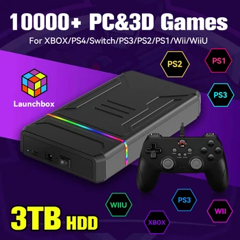 Launchbox Console per videogiochi HDD da gioco portatile da 3 TB per Switch/Xbox/PS4/3/2/1/Wii/Wiiu con oltre 10000 giochi PC e 3D per Win PC/laptop 1