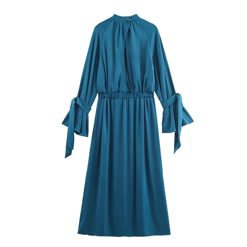 Women Dress Chic Satin Elegant Long Dresses For Women 2025 New Fashion Long Sleeve Tied Ladies Evening Party Dresses ﻿