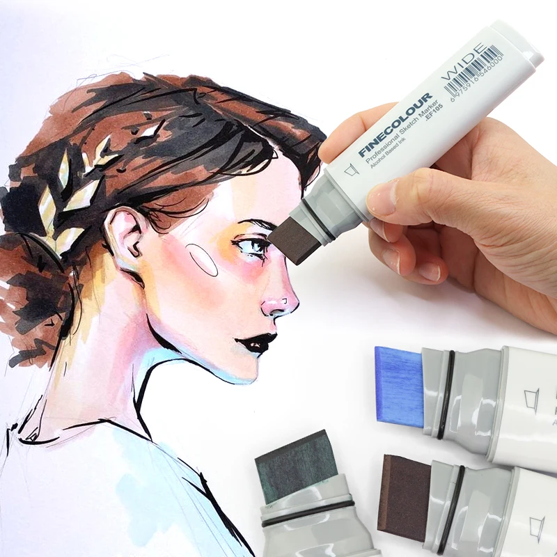 Finecolour 5Pcs Marker Pen Double-Head Design Brown Blue Gray Tones Various  Colors Sketch Drawing Markers Art Supplies High Quality