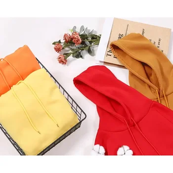 الحب والقط الصغير القدم الإبداعية طباعة المرأة هودي أزياء الخريف البلوز جيب هوديي الرياضة نمط مريح السترة 5