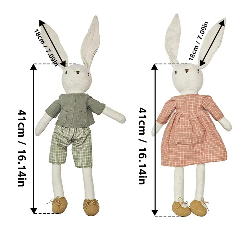 Charming Rabbit Doll with Overalls & Skirt - Children's Room Decor & Gift