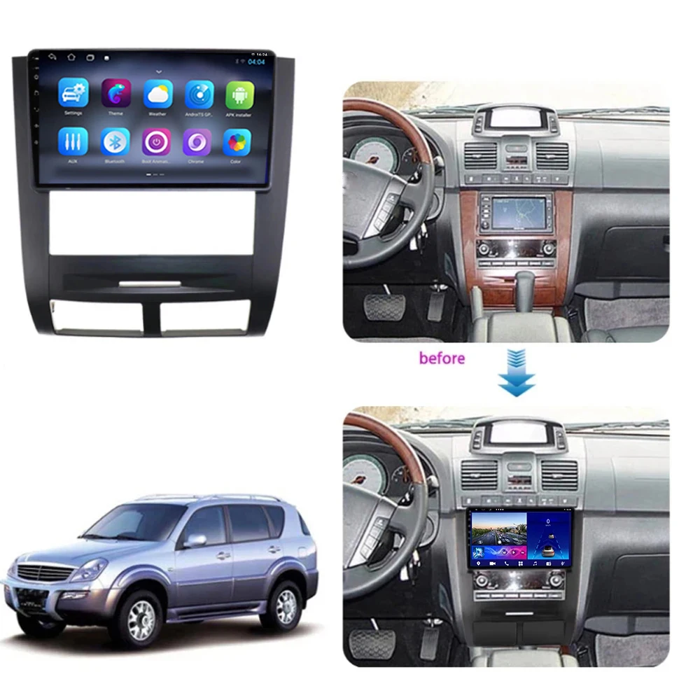 Car multimedia player car radio Carplay Android SSANGYONG Rexton 2002 2003 2004 2005 2006 auto radio multimedia GPS 2din car navigation monitor video screen