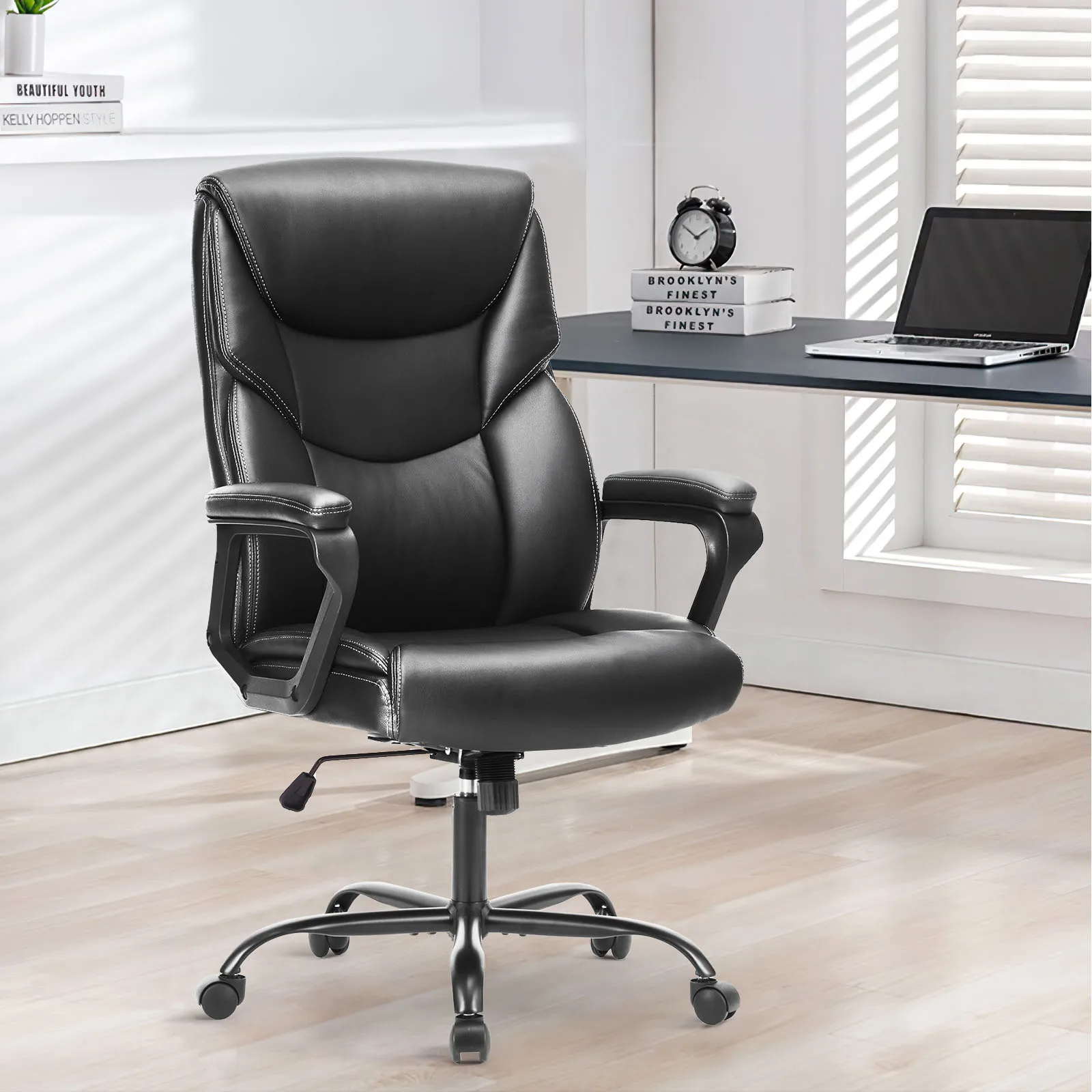 JHK Ergonomic PU Leather Padded Armrest Living Room Rocking Gaming Chair Swivel Wheel With Lumbar Support Gaming Chairs 2