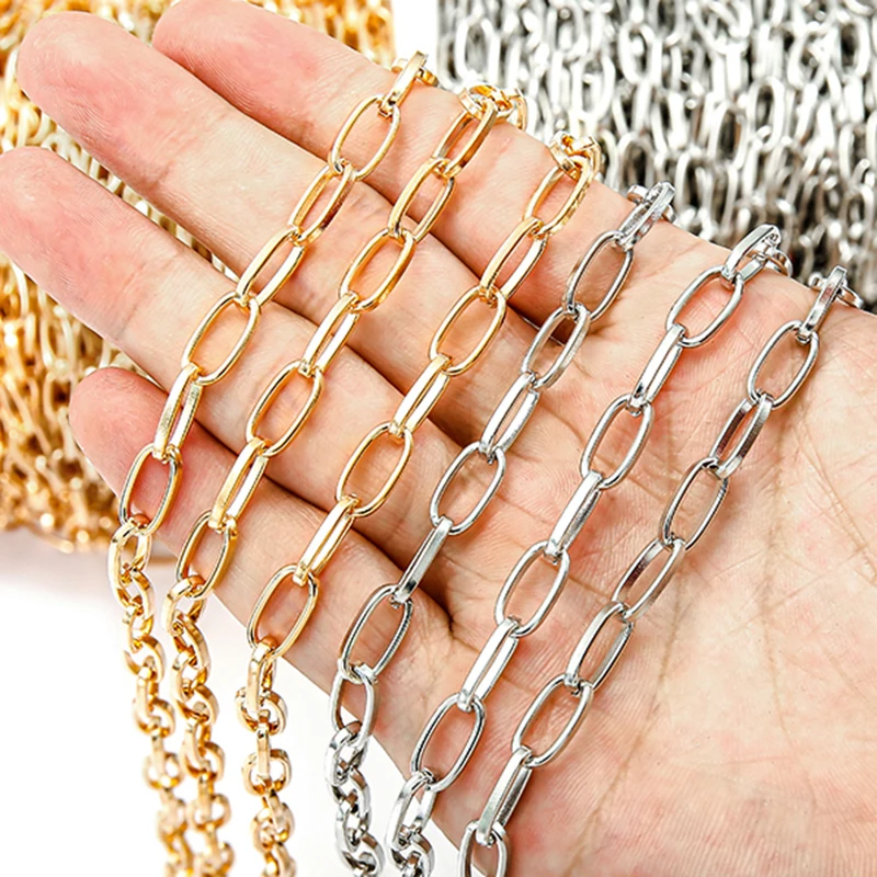 

2metres Rhodium/KC gold Plated Paperclip Link Chain Flat Oval Chain DIY Handmade Necklace Bracelet Making Jewelry accessories