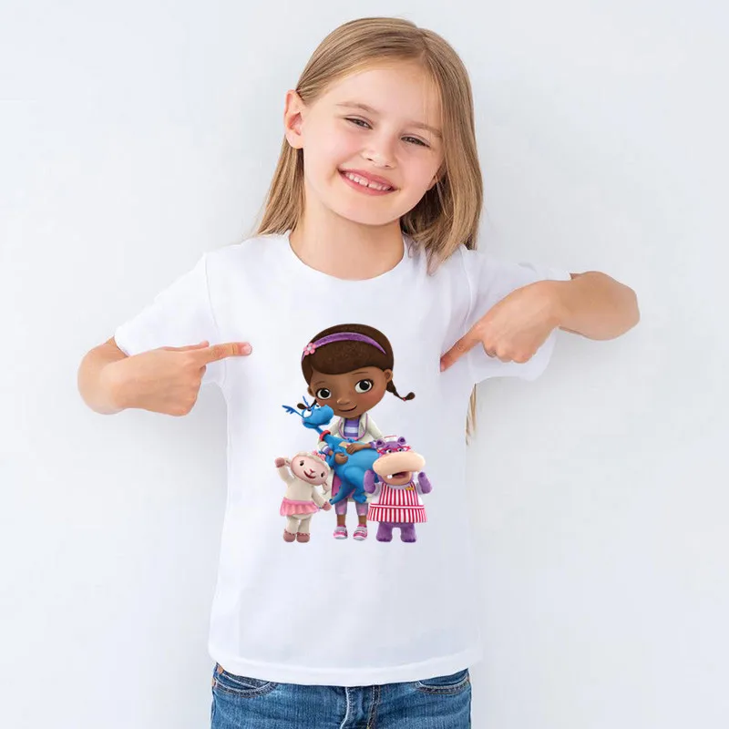 

Doc McStuffins Clinic Girl Print Cartoon Kids T-shirt Summer Girls Clothes Baby Boys Short Sleeve T shirt Children's Clothing