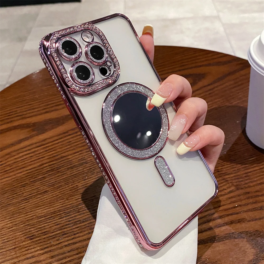 Luxury Magnetic Phone Case With Glitter Stand For Iphone Pro Max_voghion.com