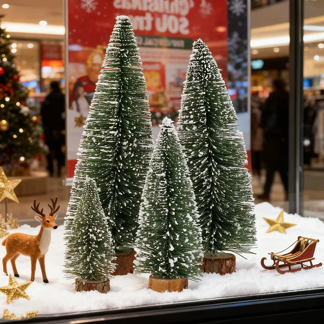 10cm/15cm/20cm/25cm Christmas Trees Dipped in White Cedar Desktop Small Christmas Trees, Christmas Tree Decoration for Christmas 2