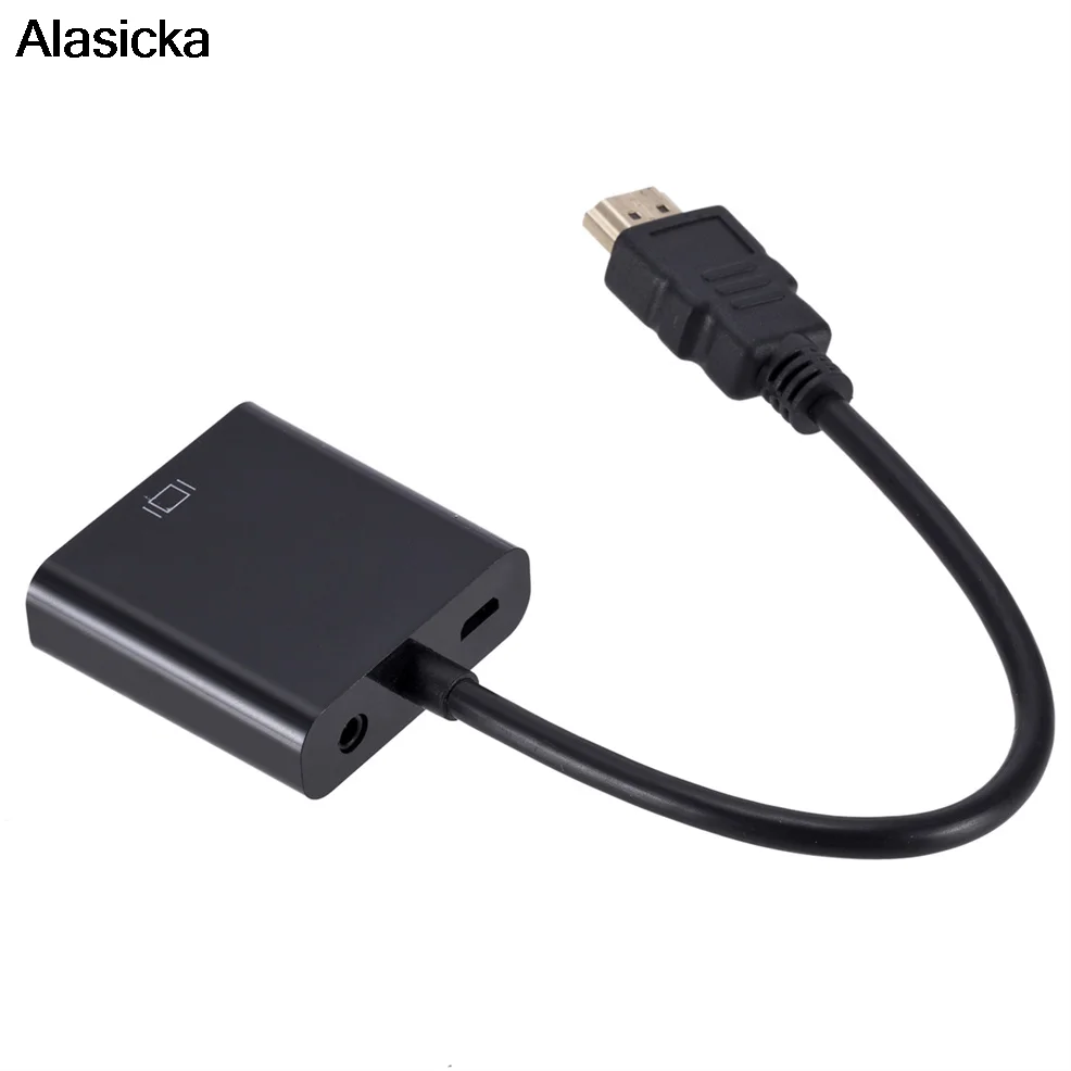 HD 1080P HDMI To VGA 케이블 컨버터 (오디오 전원 공급 장치 포함) HDMI Male To VGA Female 컨버터 어댑터, 태블릿 노트북 PC TV 용