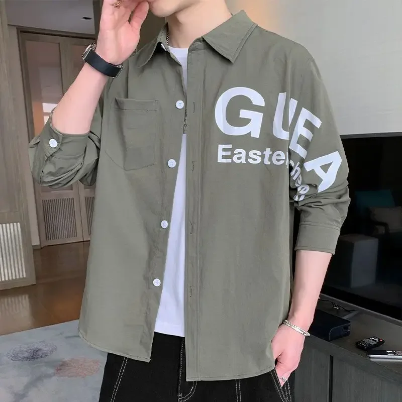 thumbnail image 1 of Camisas de hombre estampadas Camisas de manga larga para hombre blancas con estampado Cosas baratas Cómodas Estilo coreano Moda elegante 2024 Asia, 1 of 5