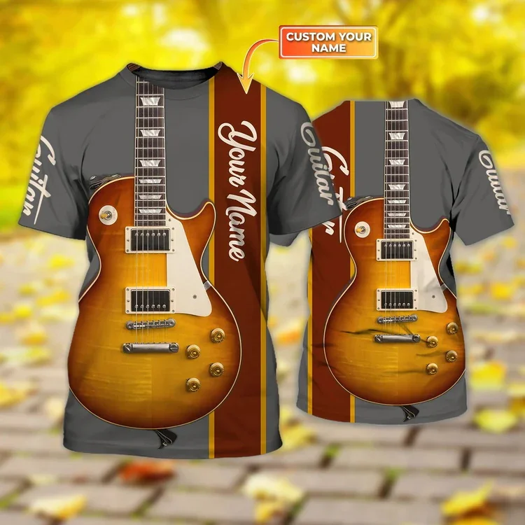 Neueste Sommer Mode männer T-shirt Gitarre Personalisierte Name 3D Gedruckt t-shirt Unisex Casual T-shirt Gitarre Liebhaber Hemd DW134 – Detail 38
