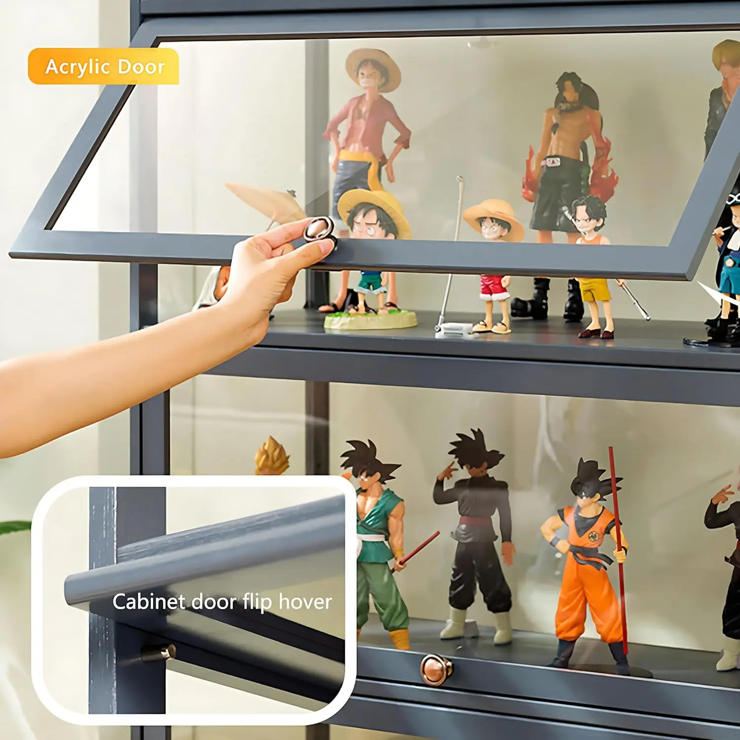 5-Tier Display Cabinet with Acrylic Glass Doors, Display Cases for Collectibles, Toy Organizers Rack & Kids Bookcase