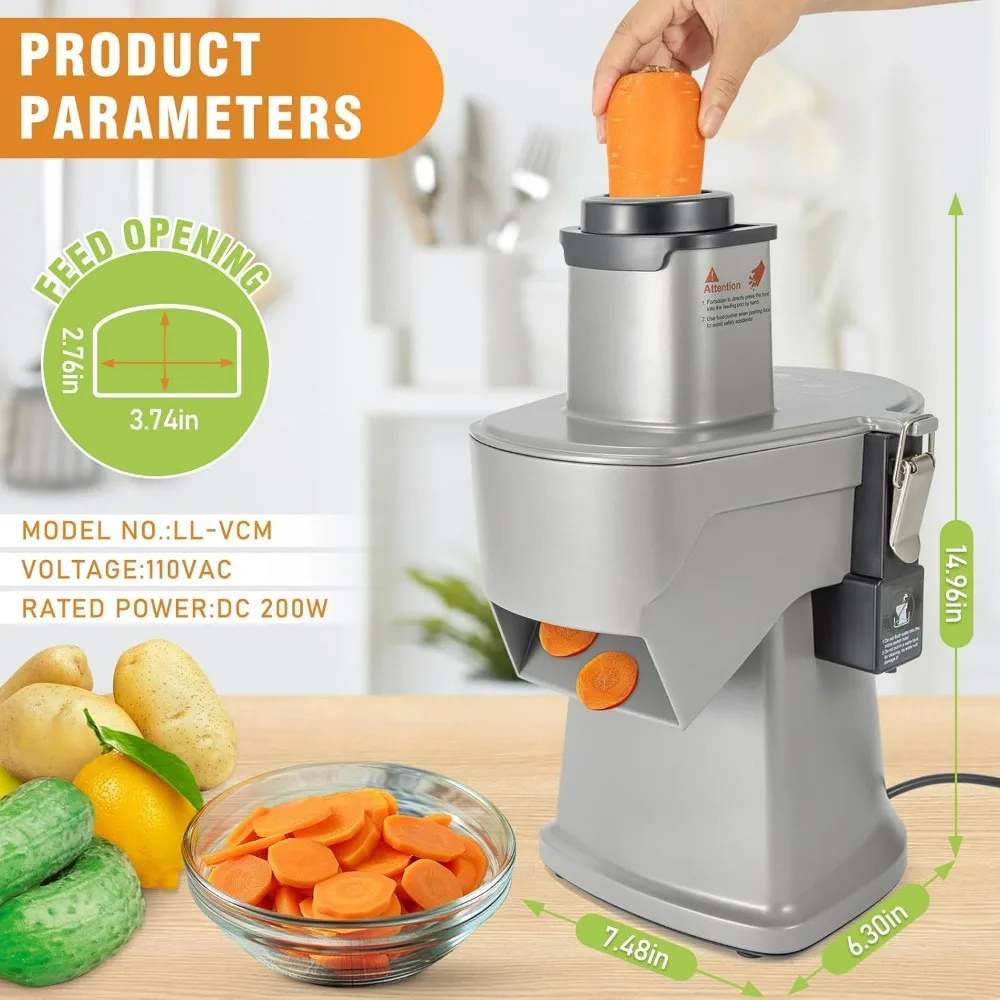 Multi-Functional Electric Vegetable Chopper with Adjustable Mandoline Slicer and Dicer for Shredding, Slicing, and French Fry Cu
