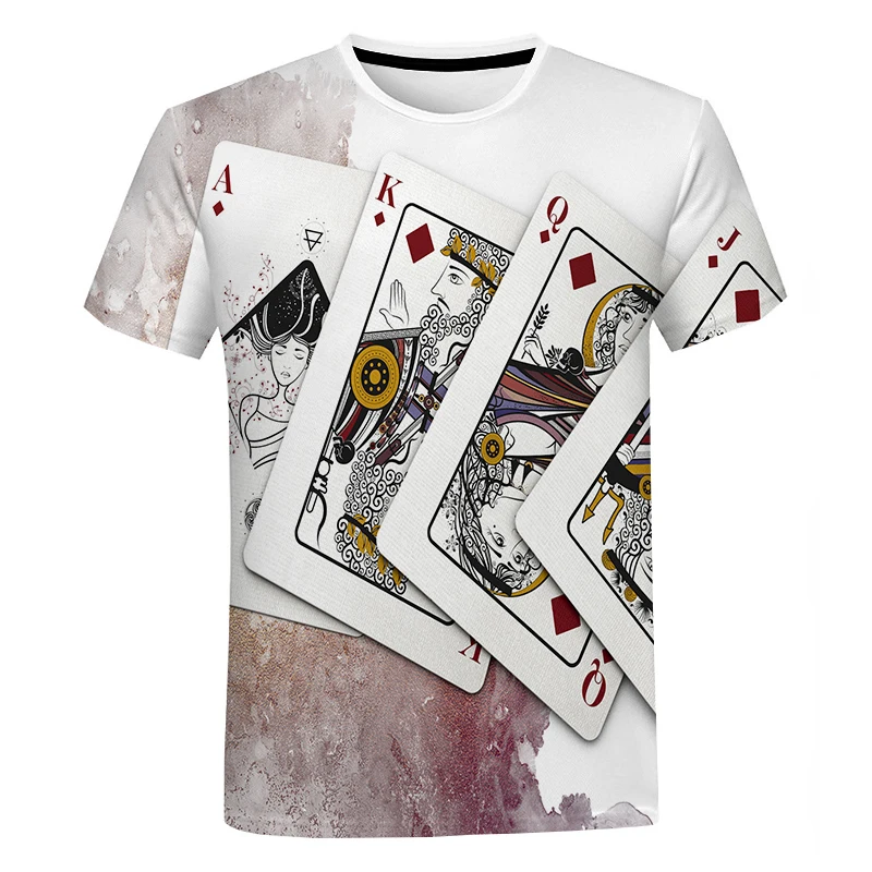 

3D Print Fashion Pattern Playing Cards Fashion Short Sleeve Clothes Boys Girls Men Women Casual Plus Size Tops 2023 Summer