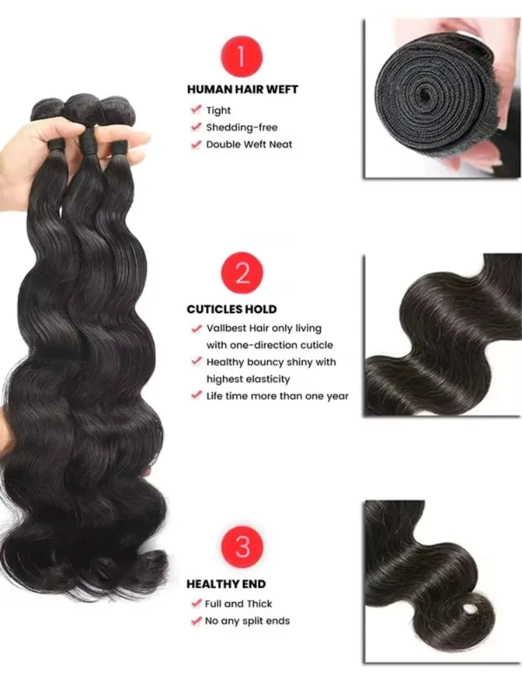 30 32 Inch 14A Body Wave Human Hair Bundle Natural Black 1 3 4 Bundles Remy Unprocessed Virgin 100% Raw Human Hair Extensions