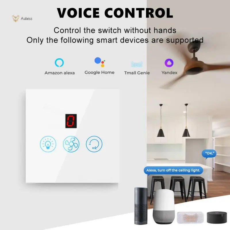 

Settable Timing Convenient Touch Switch Support For Voice Control Preventing Scratches Speed Regulation Voice Control Switch