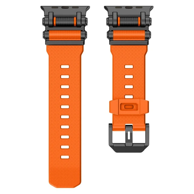 Rubber Sports Strap for Apple Watch Ultra 2 49mm Series 10 46mm Silicone Metal Bracelet for iWatch 9 8 7 6 5 4 SE 44MM 45MM Band 5