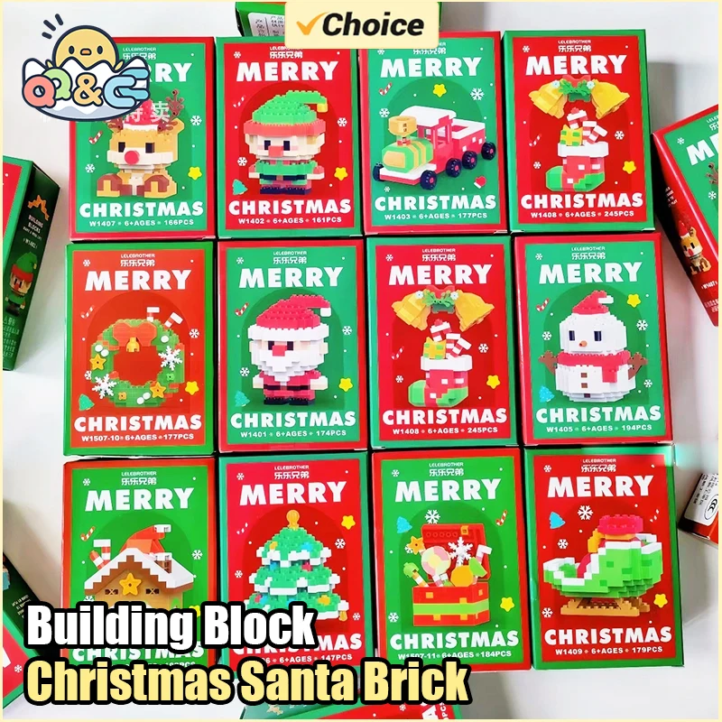 Plastic Christmas Building Blocks Santa Claus Reindeer Puzzle Toy