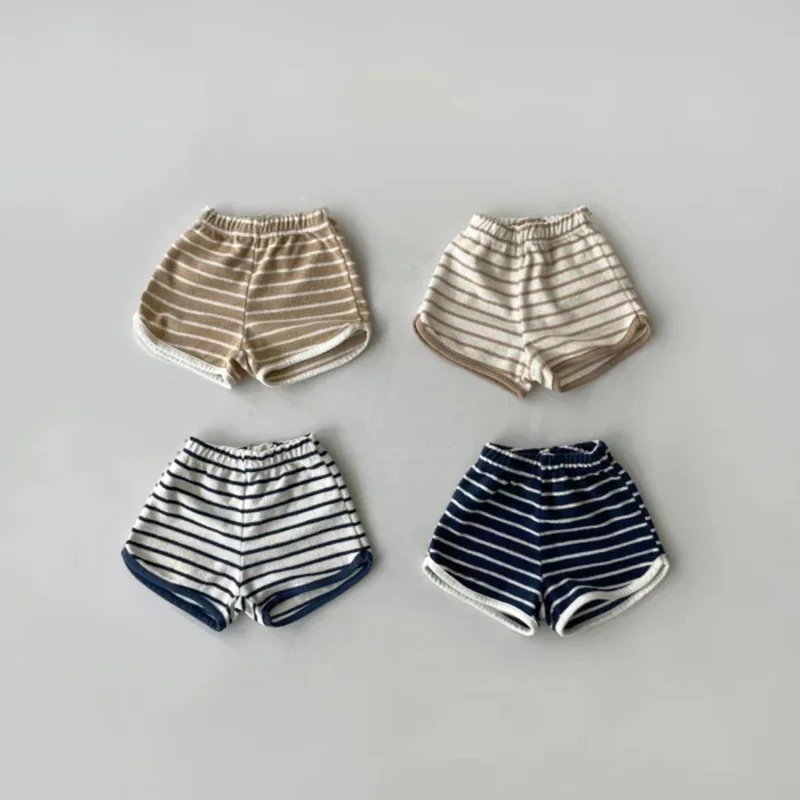 Summer New Baby Plaid Shorts Cotton Breathable Kids Casual Shorts Fashion Girls Striped Pants Comfortable Baby Boy