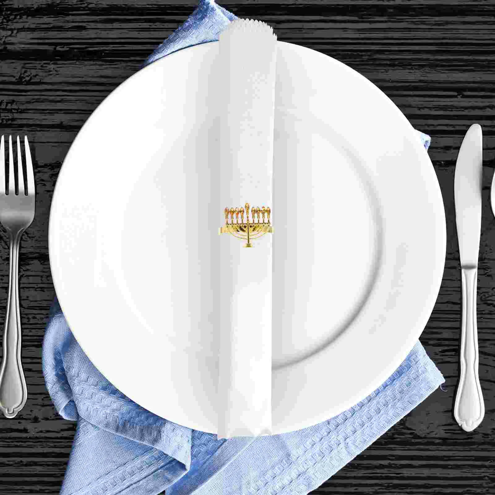 

4 Pcs Napkin Ring Buckle Decors Hanukkah Menorah Rings Braces Ornament Bathroom Decorations Alloy Restaurant