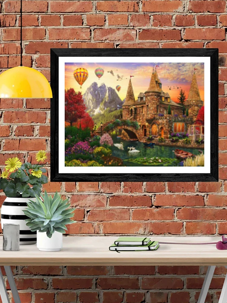 

DIY-5D Diamond Painting Hot Air Balloon Castle Splice Set Full Diamond Embroidery Mosaic Picture Closed