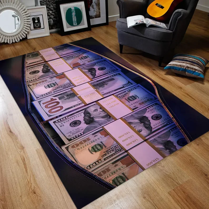 Money Bag Rug Modern Dollar Bill Print Area Rugs Home Living Room ...