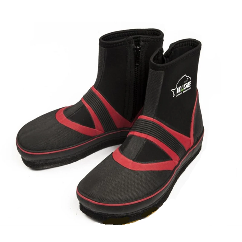 Chaussures aquatiques pêche sous-marine escalade rochers semelle feutre acier zip élastique