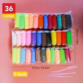 36 색 공기 건조 점토 세트, 유치원 교육 및 DIY 공예를위한 조각 도구가있는 초경량 플라스틱 점토