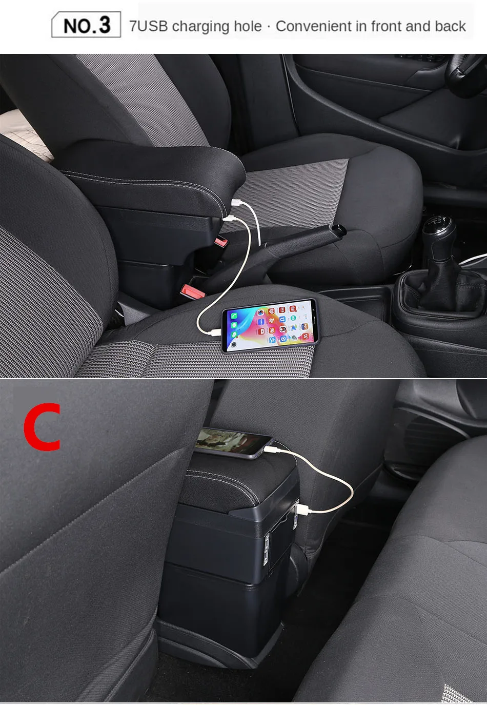 Für Toyota Aygo X Armlehne Box Für Toyota Aygo X Auto Armlehne Zentrale lagerung  Box Innen Retrofit mit USB Auto zubehör