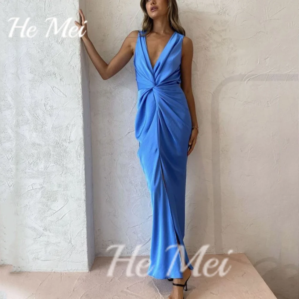 

Elegant Prom Dresses For Women Simple V Neck Tank Formal Occasion Party Gowns Sheath Ankle Length Evening Dress فساتين طويلة